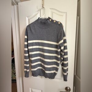 💙 4 for $40 💙 Gray and Cream Striped Mockneck Sweater